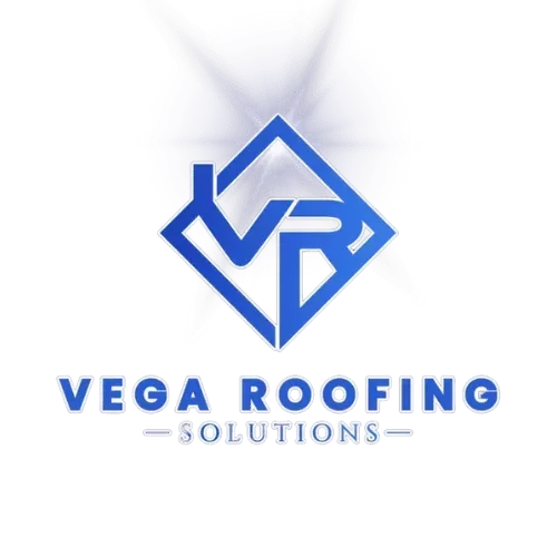 Hexagon logo with mountains, trees, and campfire in orange and blue. Company name is white.