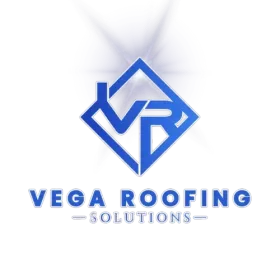 Hexagon logo with mountains, trees, and campfire in orange and blue.