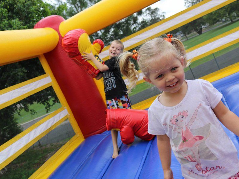 Kids playing in the inflatable boxing ring — Inflatable Activities in Gympie, QLD