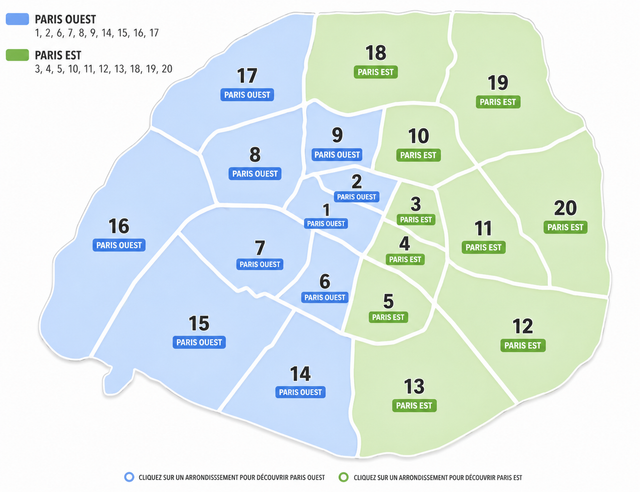 Carte des arrondissements de Paris NGAN