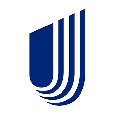 A blue and white u logo on a white background.