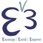 A blue logo that says encourage enrich empower