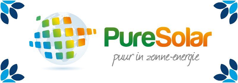 PureSolar logo met een kleurrijke wereldbol en de tekst