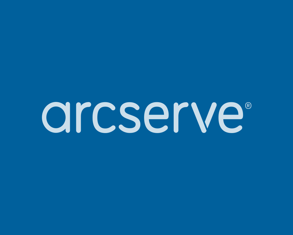The arcserve logo is on a blue background