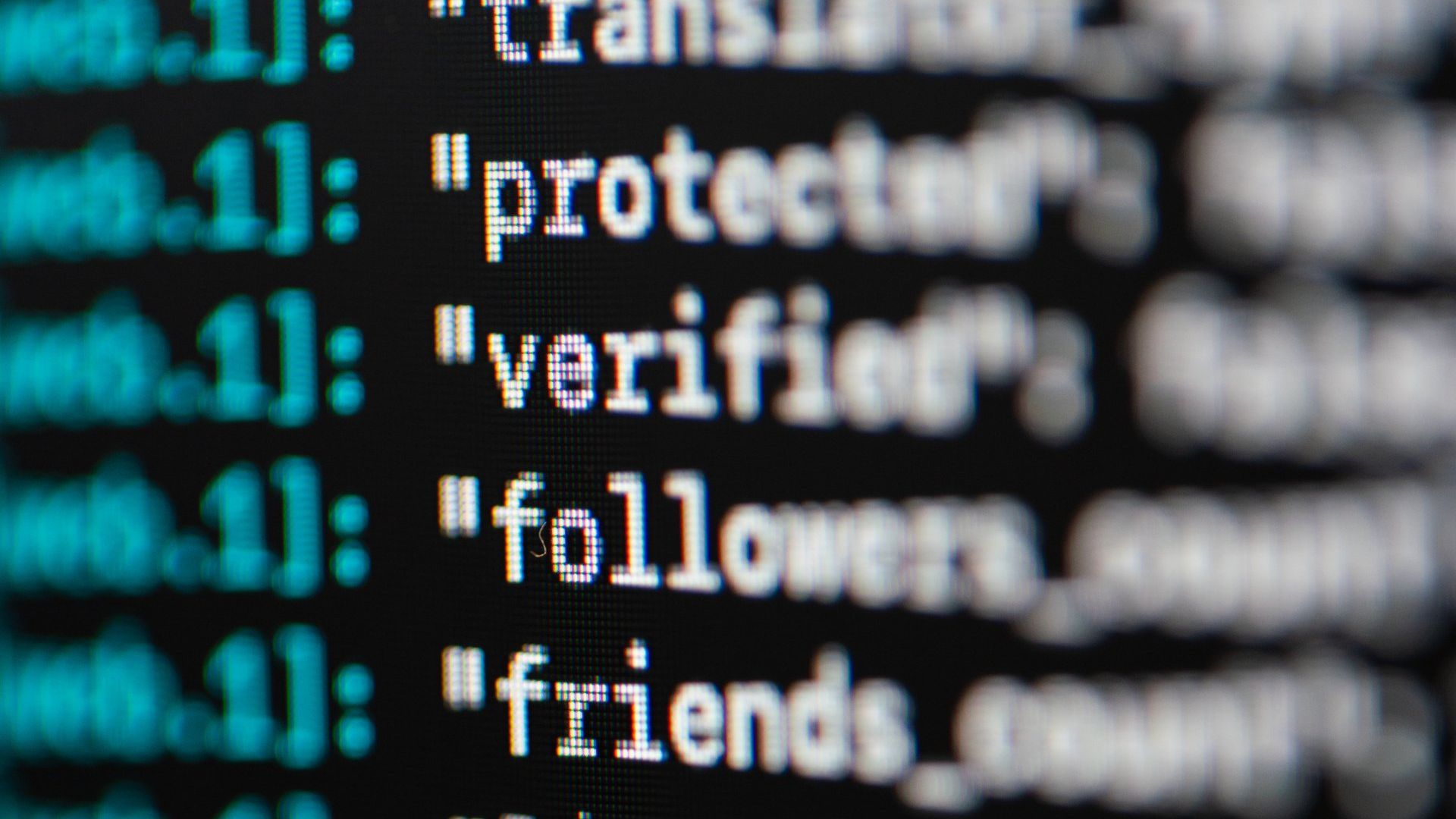 A close up of a computer screen with the words protected , verified , followers and friends on it.