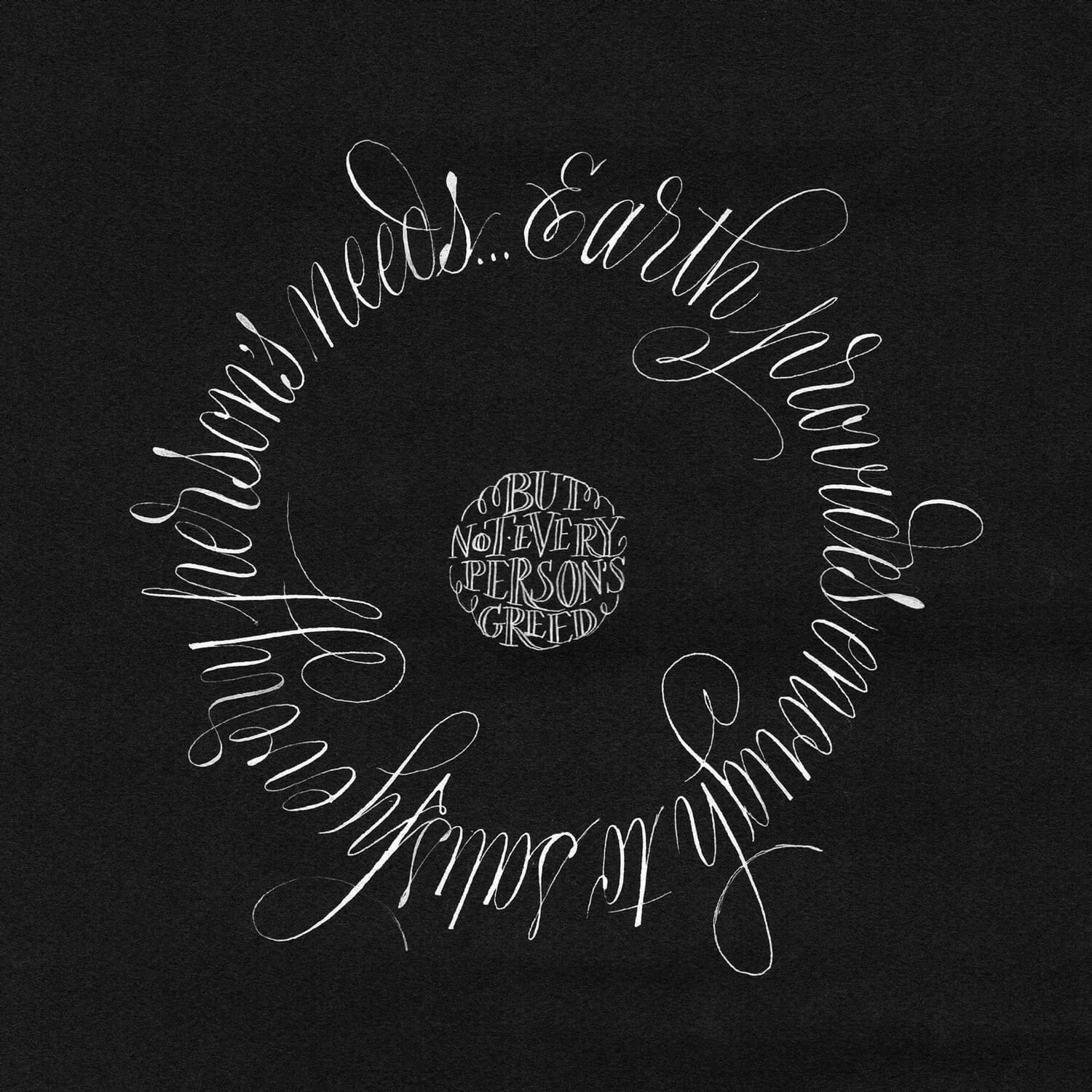 'Melbourne' brush calligraphy using Dr Martin's Bleedproof white on a black texture cardboard.