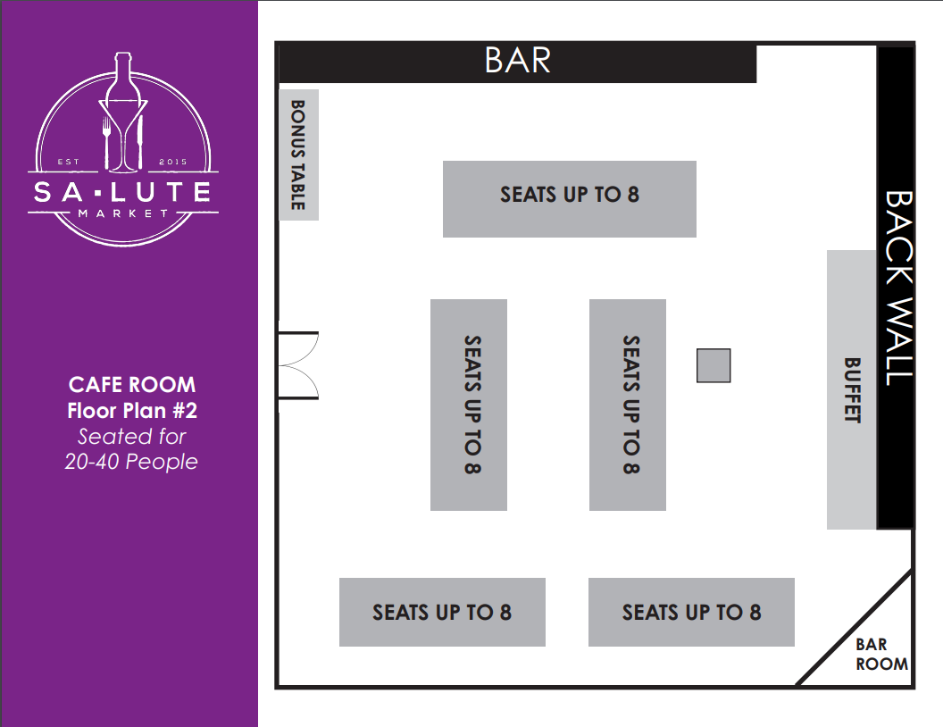 A black and white floor plan of a cafe room