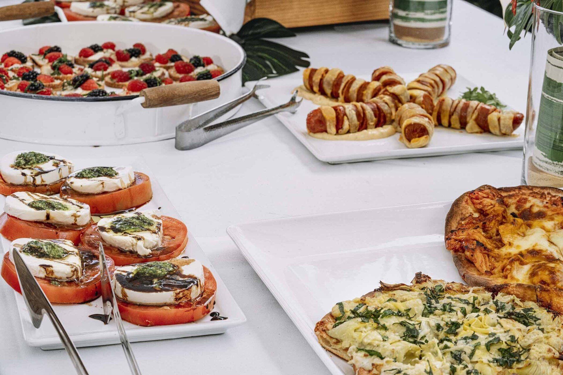 There are many different types of food on the table.