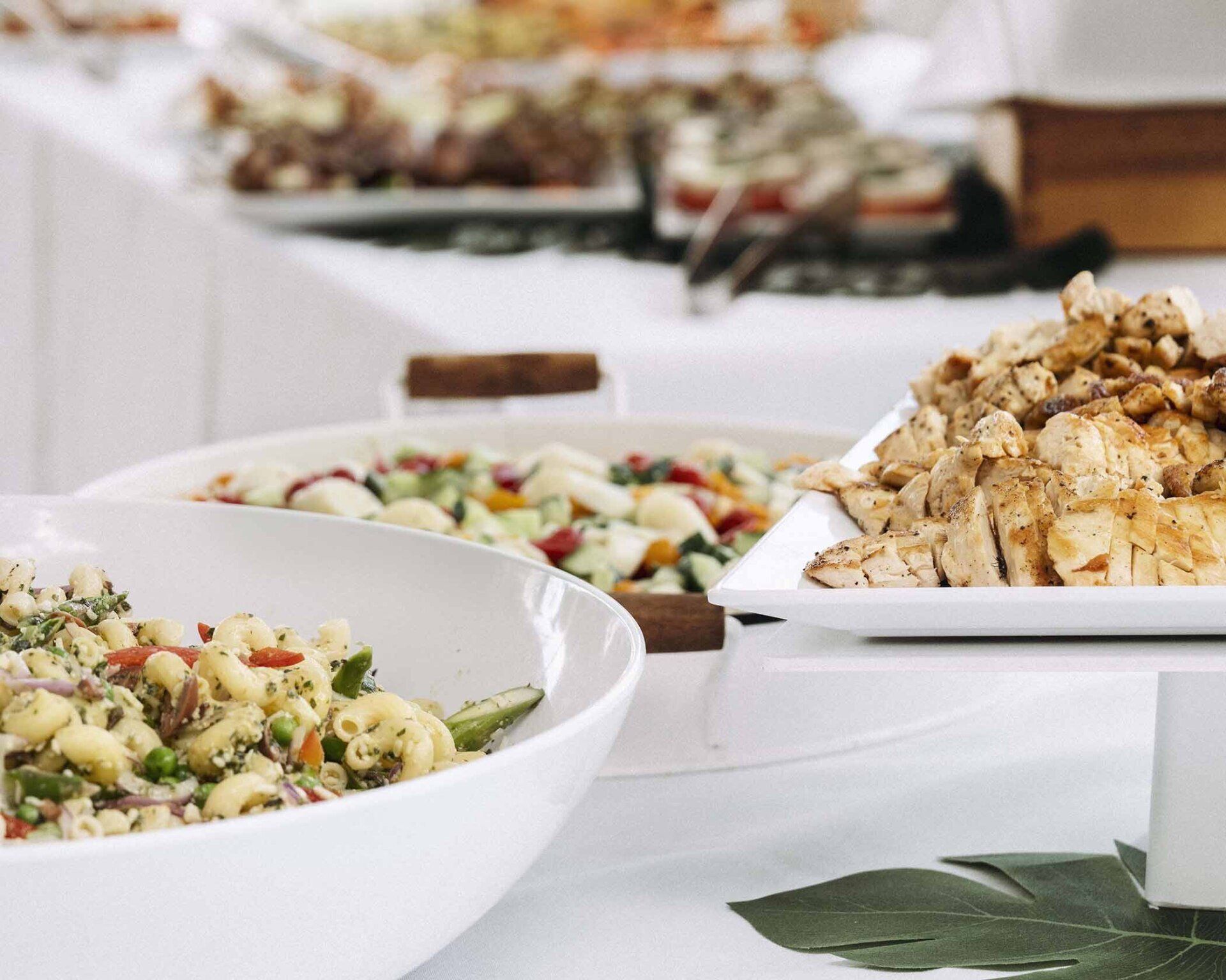 There are many different types of food on the table.