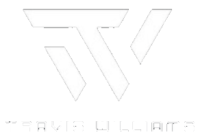 A white logo with a triangle and the letter w on a white background.