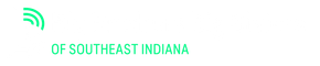 A logo for southeast indiana with a green antenna on a white background.