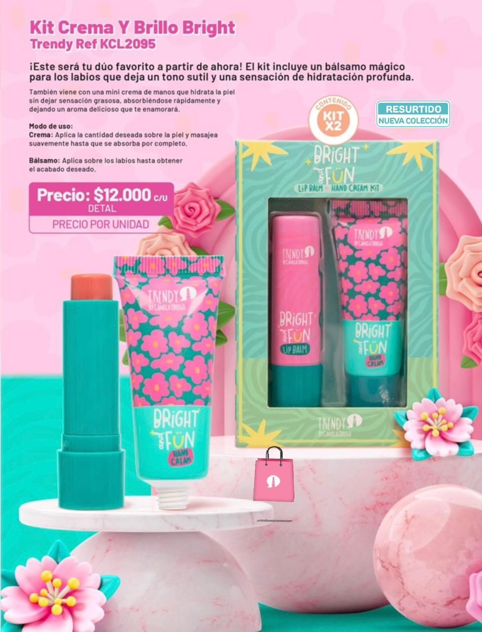 Un moderno kit de belleza que incluye un bálsamo labial y una crema 