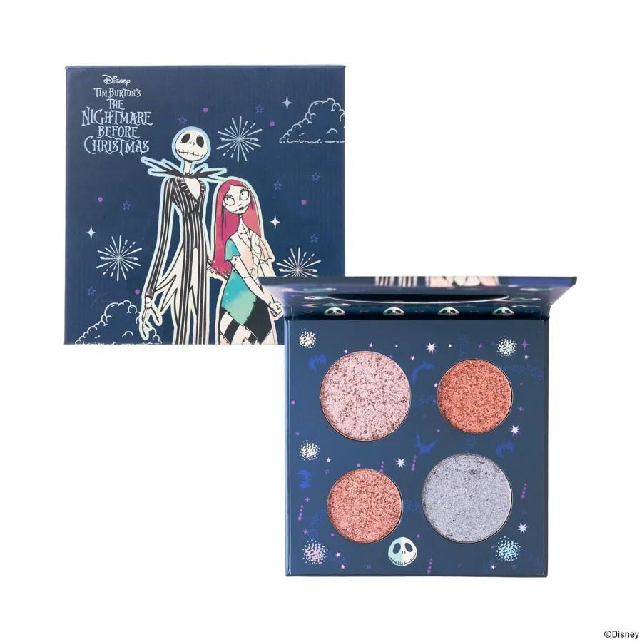 Paleta de sombras de ojos inspirada en Pesadilla antes de Navidad, con Jack y Sally