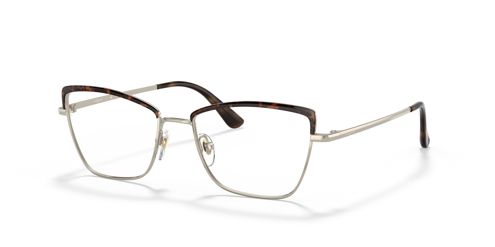 A pair of glasses on a white surface.