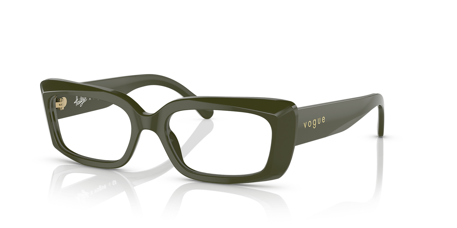 A pair of black glasses with clear lenses on a white surface.