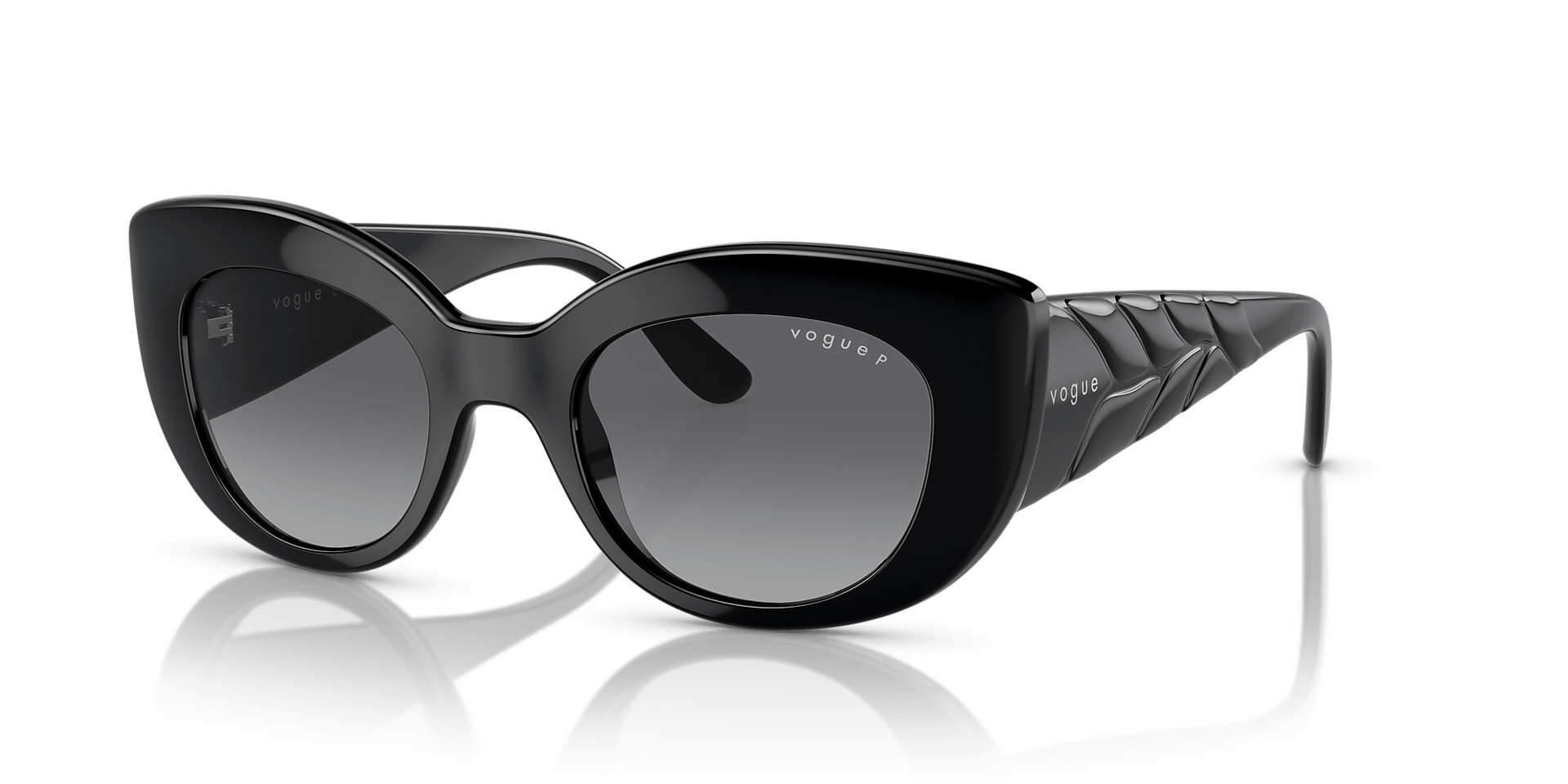 A pair of black sunglasses on a white surface.