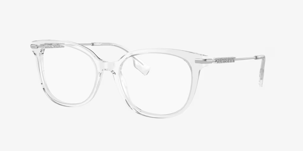 A pair of clear glasses on a white background.