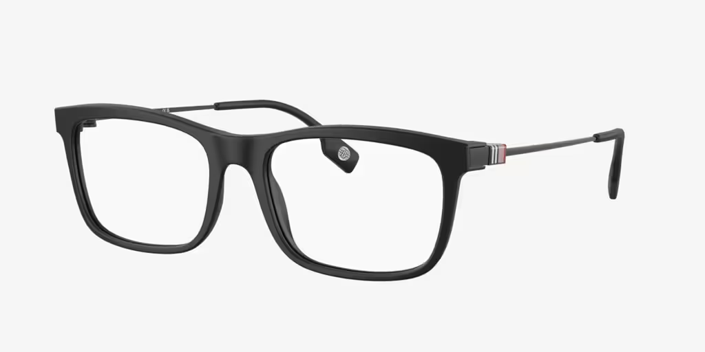 A pair of black glasses on a white background.