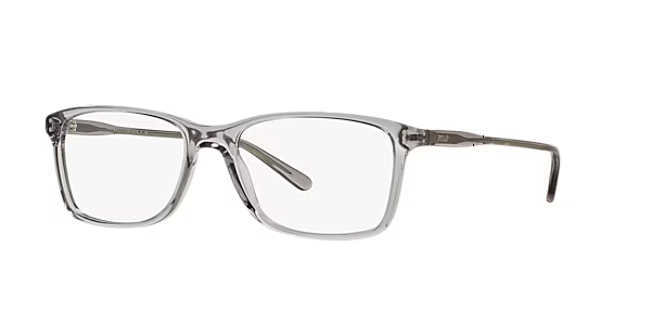A pair of clear glasses on a white background.