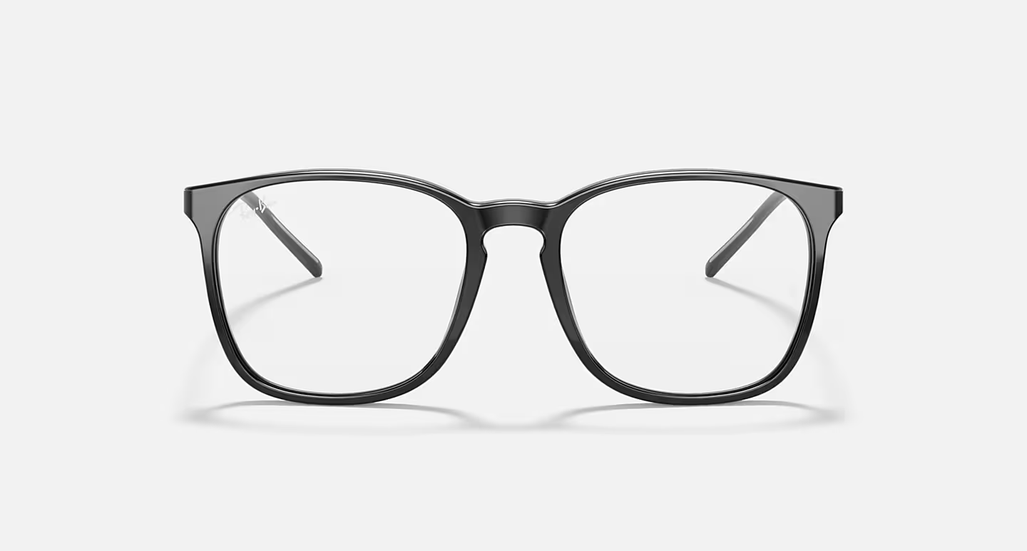 A pair of black glasses on a white background.