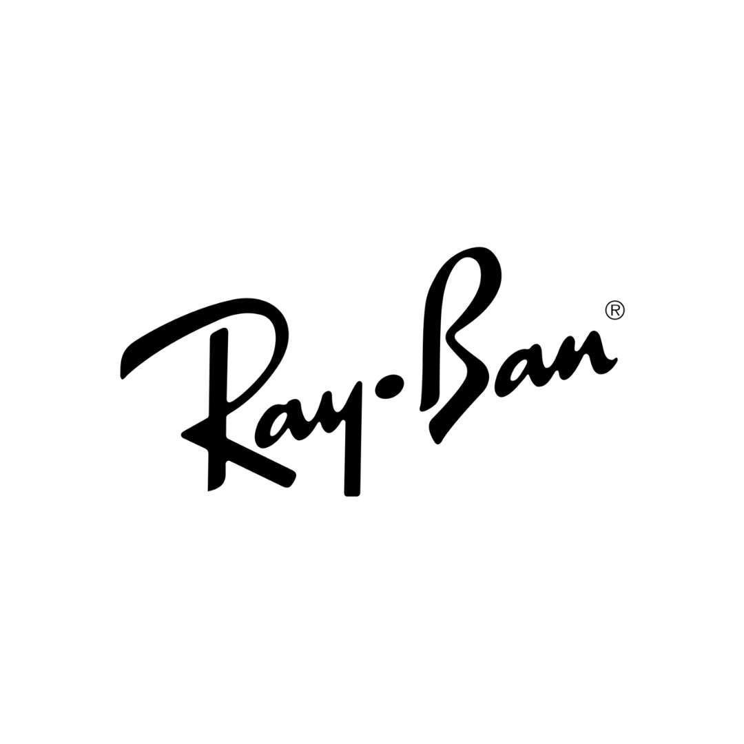 The ray-ban logo is black and white on a white background.