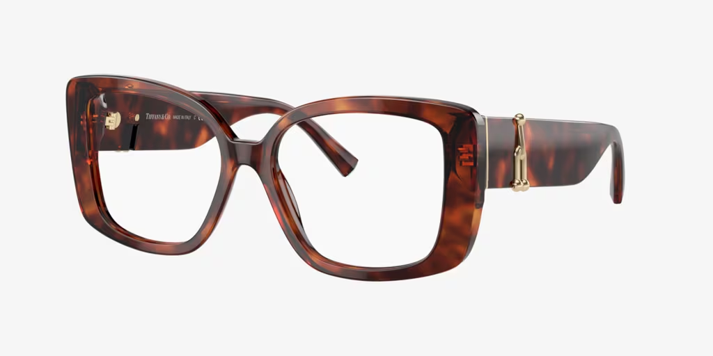 A pair of brown glasses on a white background.