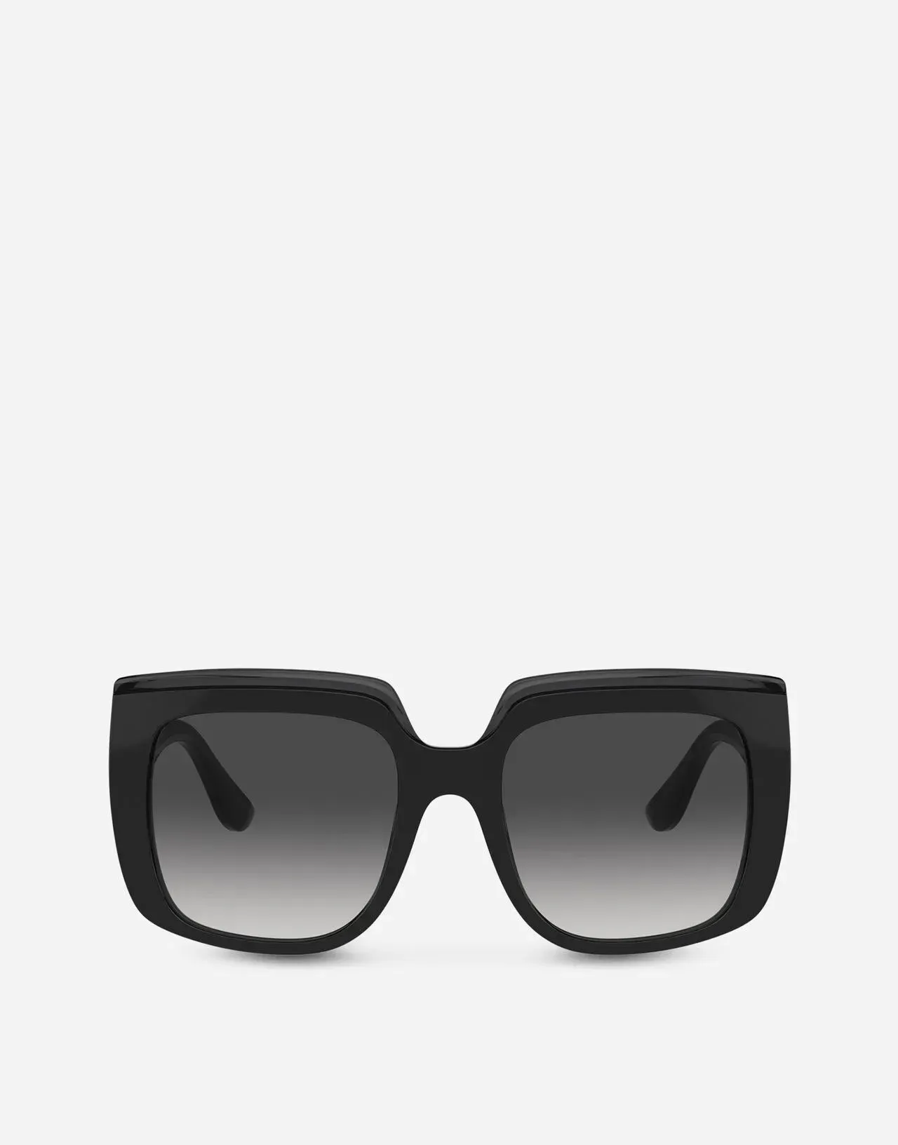 A pair of black square sunglasses on a white background.