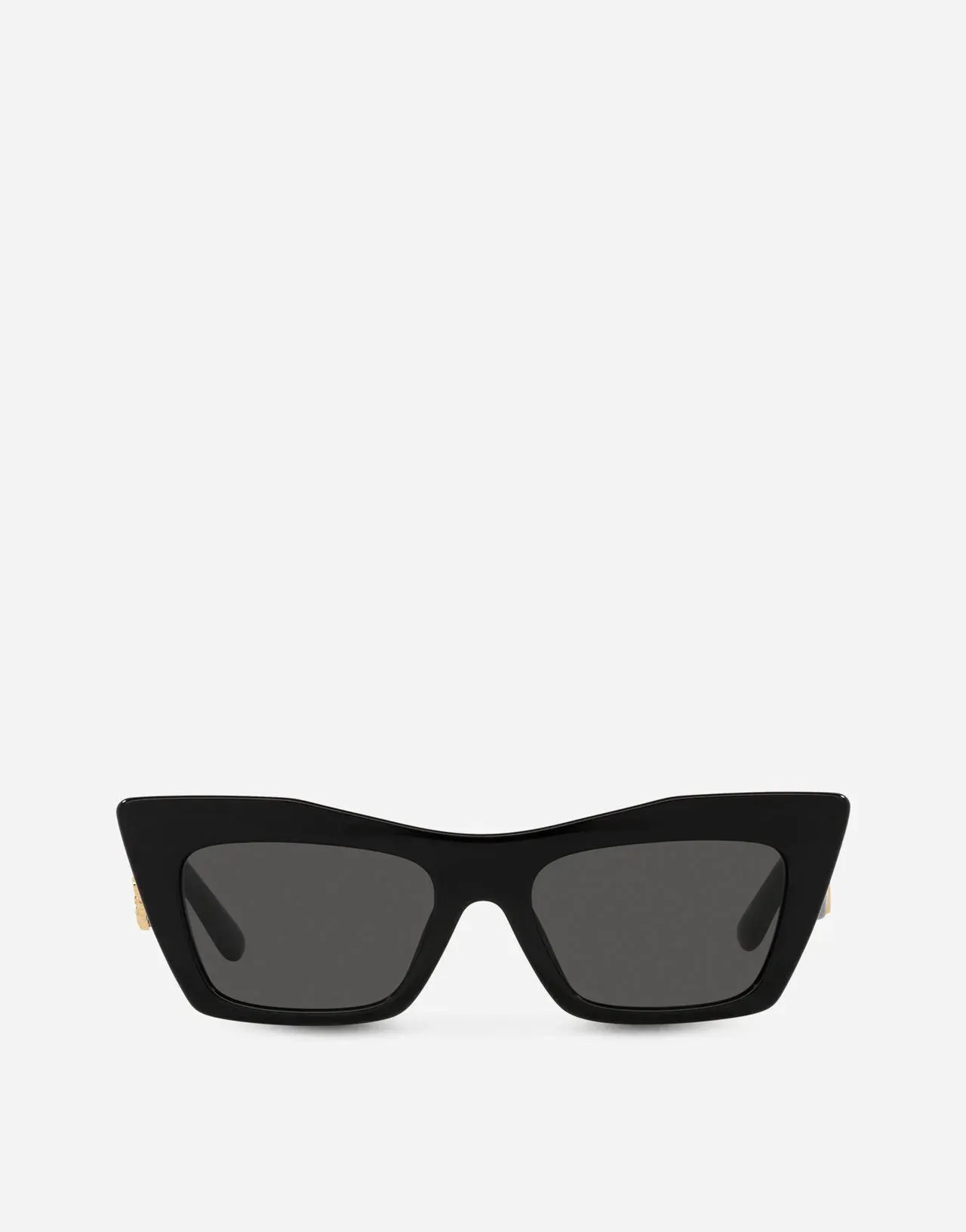 A pair of black cat eye sunglasses on a white background.