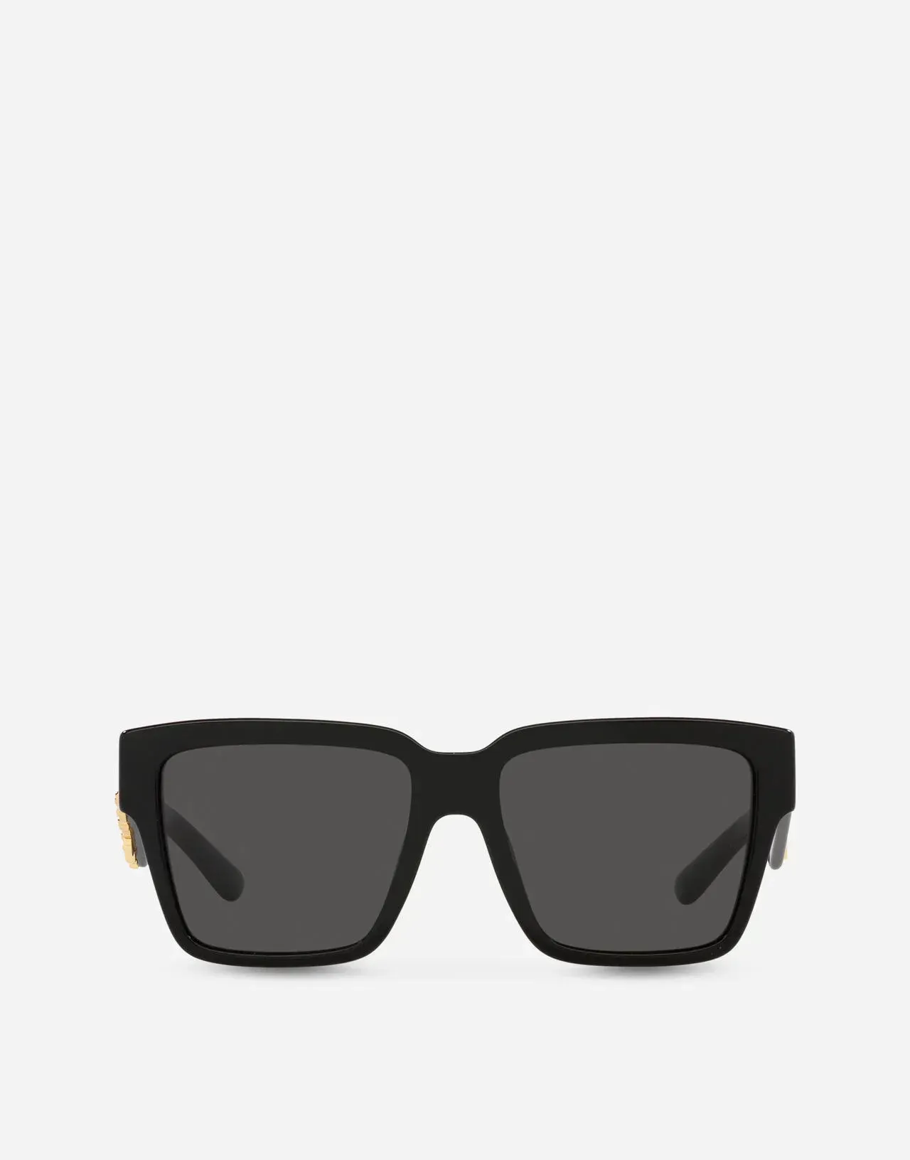 A pair of black square sunglasses on a white background.