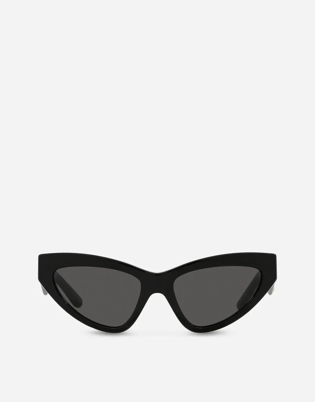 A pair of black cat eye sunglasses on a white background.