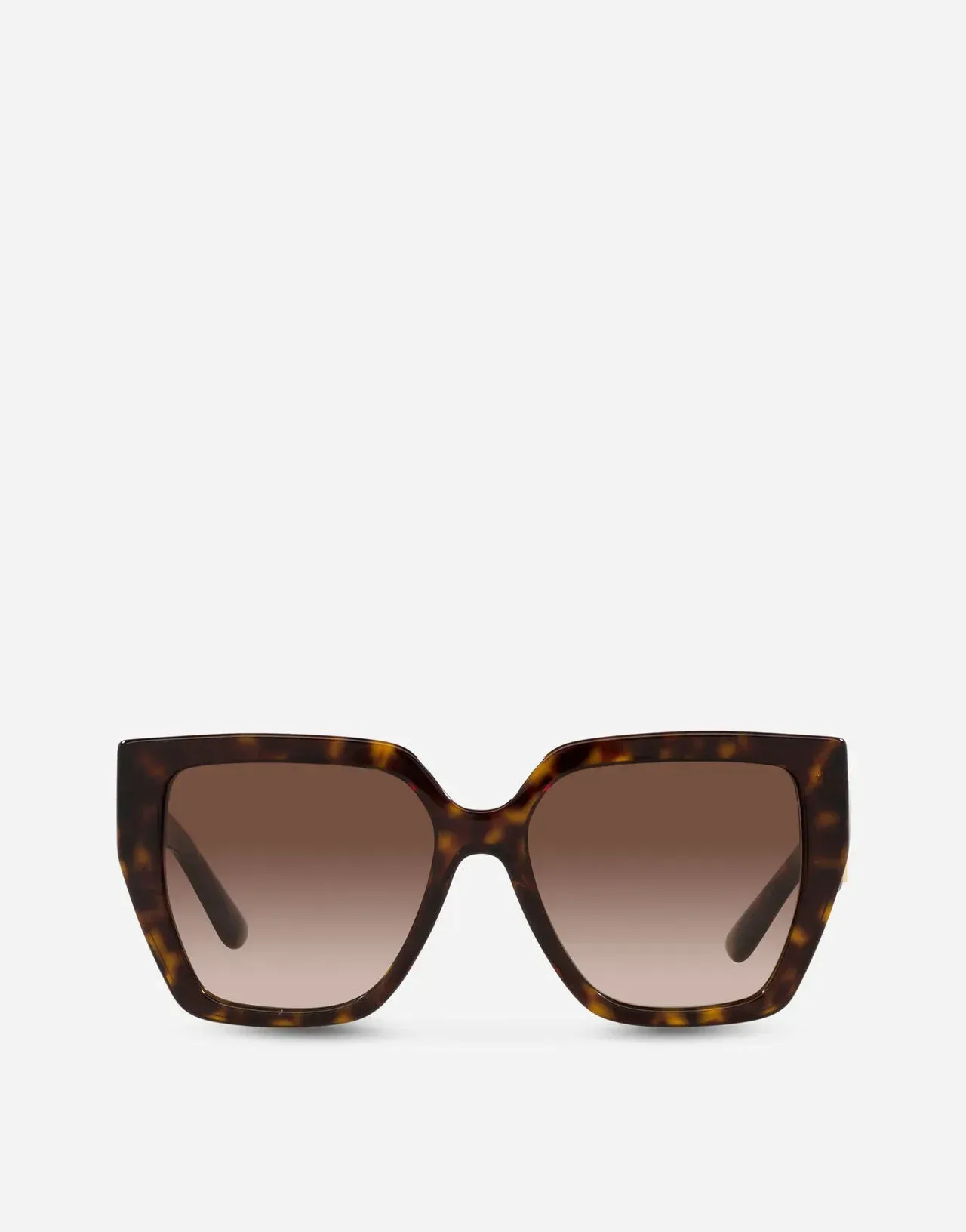 A pair of square sunglasses with brown lenses on a white background.
