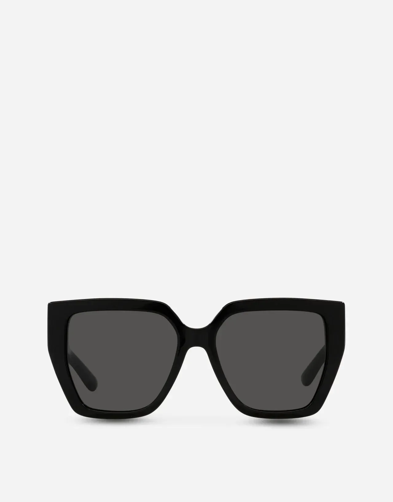 A pair of black square sunglasses on a white background.