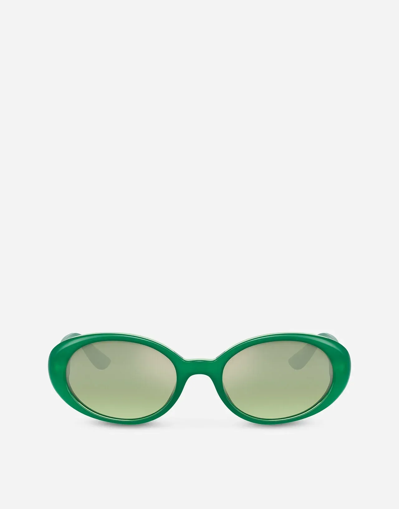 A pair of green sunglasses on a white background