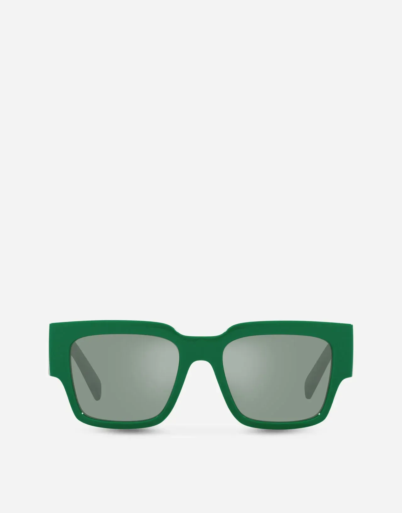 A pair of green sunglasses on a white background