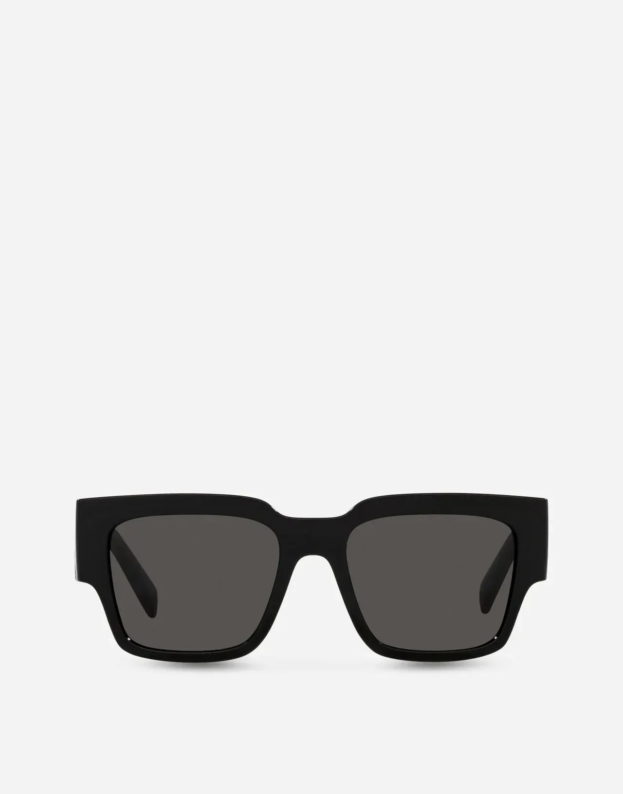 A pair of black square sunglasses on a white background.