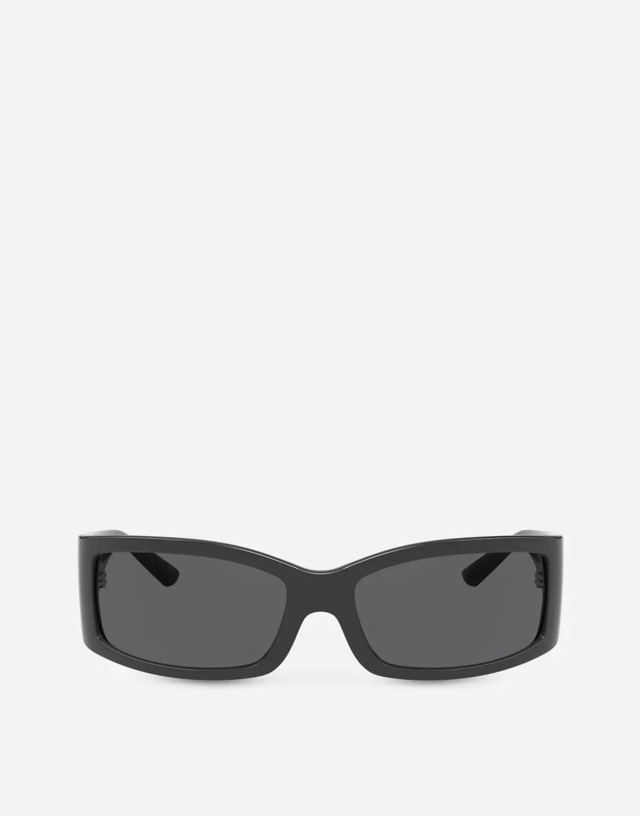 A pair of black rectangular sunglasses on a white background.