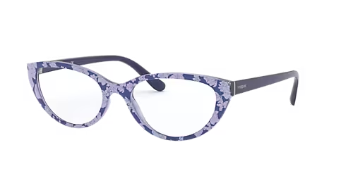 A pair of purple glasses on a white background.