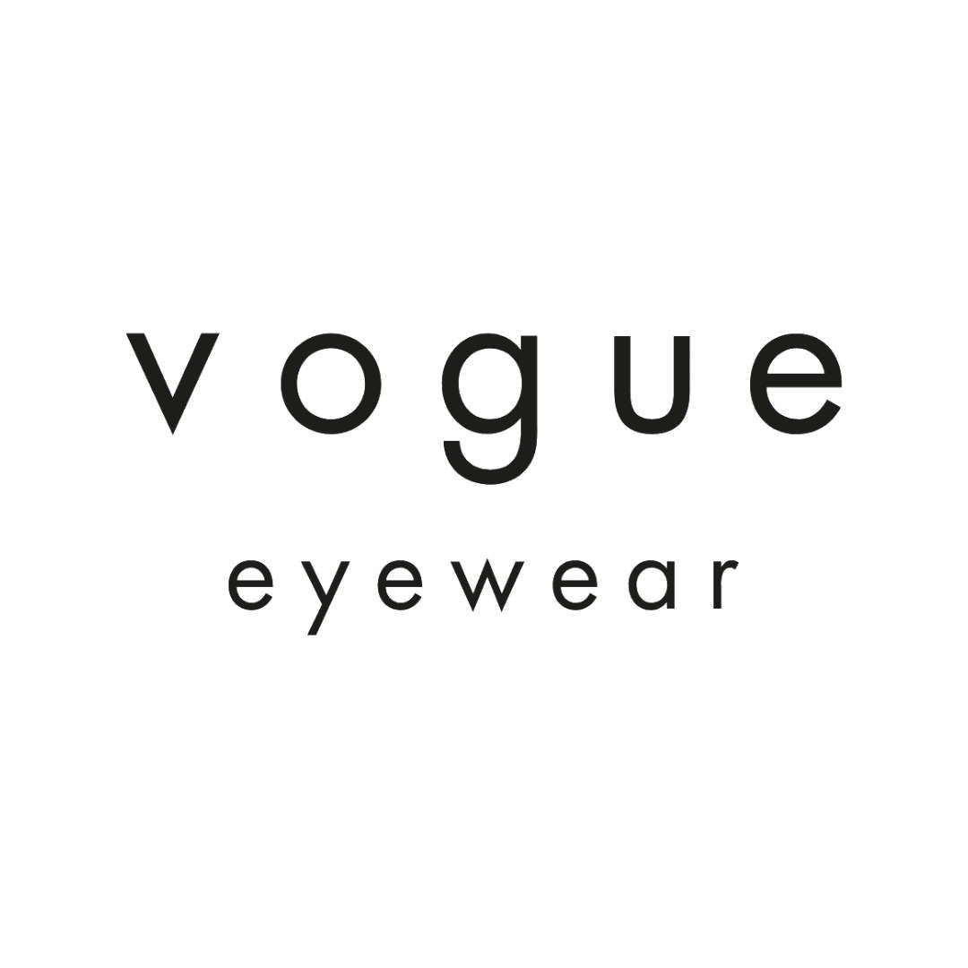 The logo for vogue eyewear is black and white on a white background.
