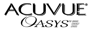 A black and white logo for acuvue oasys contact lenses