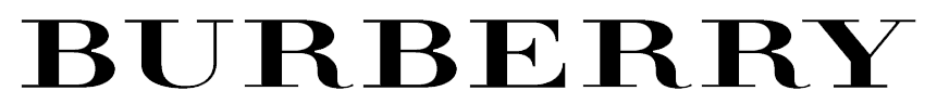 The word burberry is written in black on a white background
