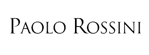 A black and white logo for paolo rossini on a white background.