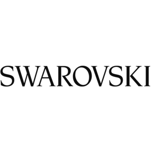 A black and white logo for swarovski on a white background.