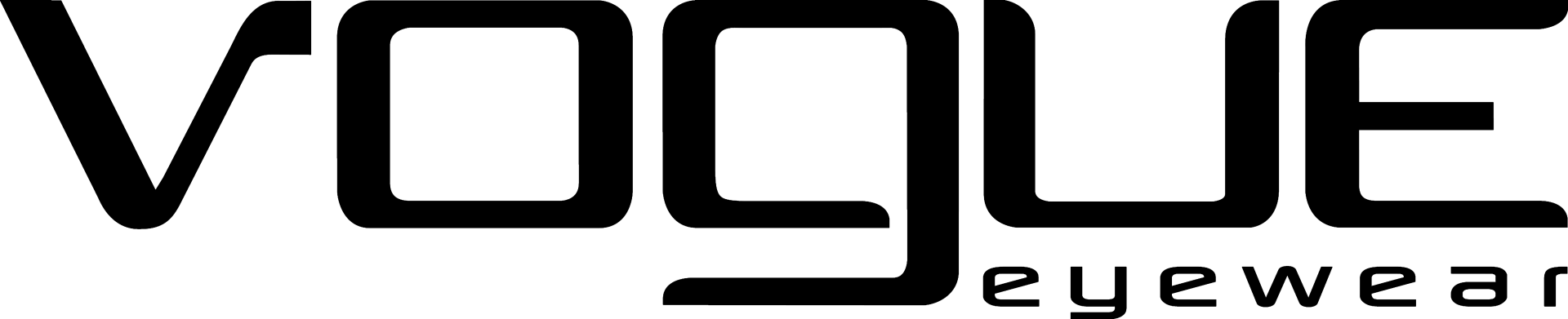 The logo for vogue eyewear is black and white on a white background.