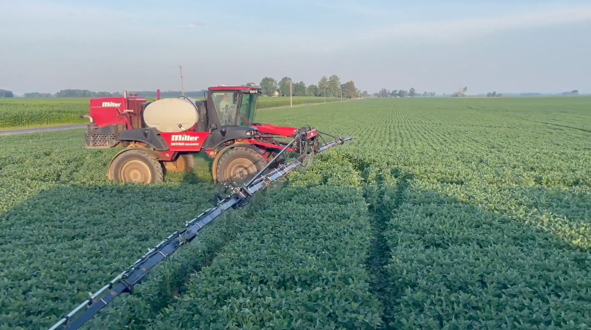 Tractor foliar spraying crops