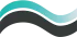 A horizontal abstract wave logo consisting of a teal top layer and a charcoal bottom layer separated by a thin white line.