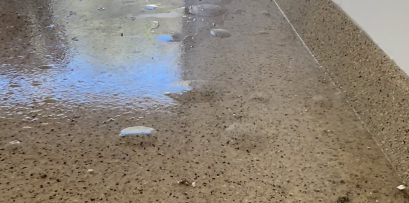 bubbling of epoxy floor coating from a DIY epoxy kit.
