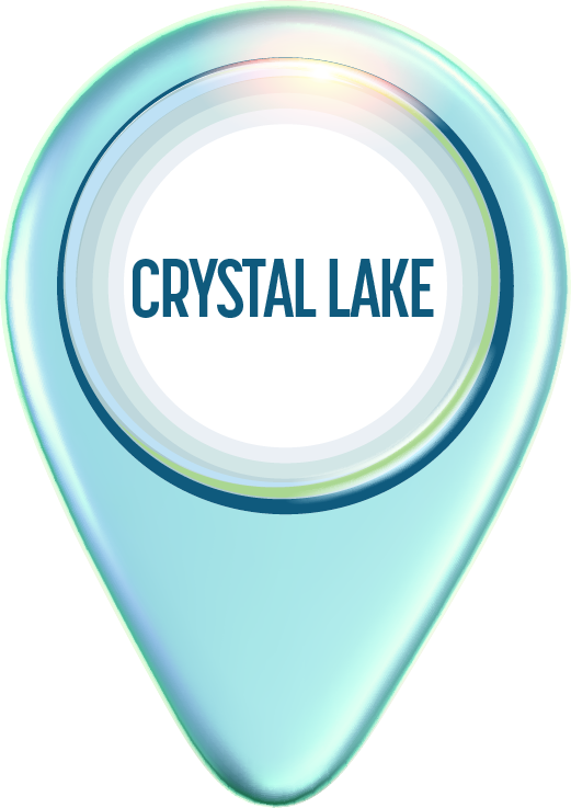 Light blue map marker with text