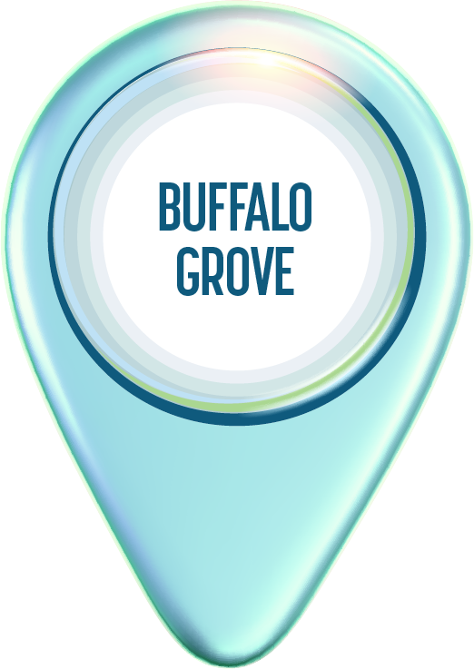 Light blue map marker with text