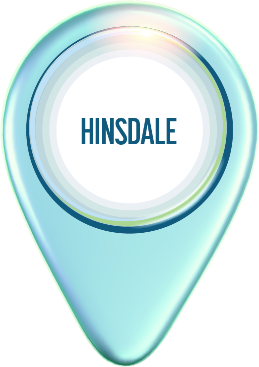 Light blue map marker with text