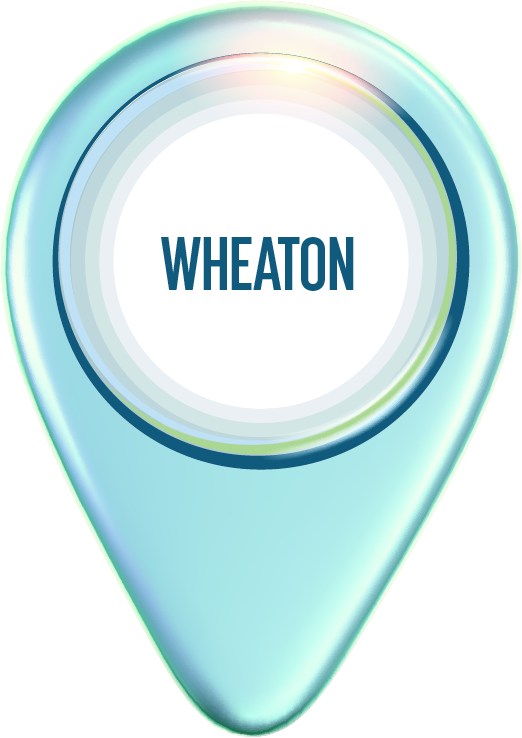 Light blue map marker with text